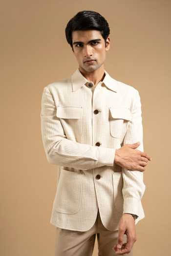 Gargee Designers Ivory Textured Waffle Weave Shacket