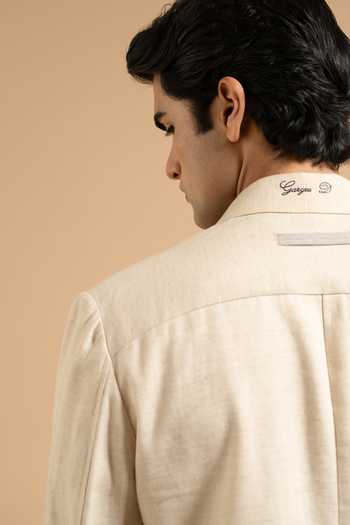 Buy Gargee Designers Cream Cotton Blend Bomber Jacket Buy_Gargee Designers_Cream Cotton Blend Bomber Jacket