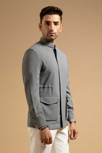Buy Gargee Designers Grey Polyester Steel Structured Jacket Online at Aza Fashions Buy_Gargee Designers_Grey Polyester Steel Structured Jacket _Online_at_Aza_Fashions
