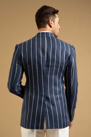 Gargee Designers Linen Bold Striped Crest Blazer 