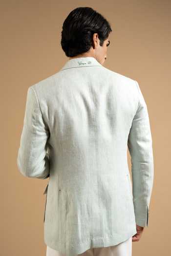 Gargee Designers Mint Linen Tailored Utility Blazer 