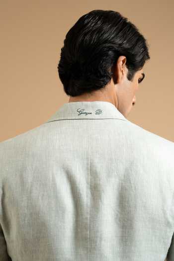 Buy Gargee Designers Green Linen Mint Tailored Utility Blazer Buy_Gargee Designers_Green Linen Mint Tailored Utility Blazer