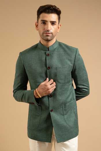 Gargee Designers Textured Patch Pocket Bandhgala