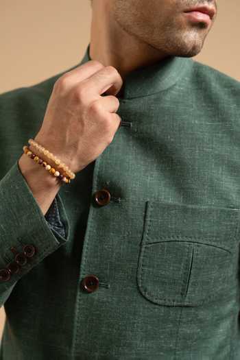 Buy Gargee Designers Green Cotton, Linen Textured Patch Pocket Bandhgala Online at Aza Fashions Buy_Gargee Designers_Green Cotton, Linen Textured Patch Pocket Bandhgala _Online_at_Aza_Fashions