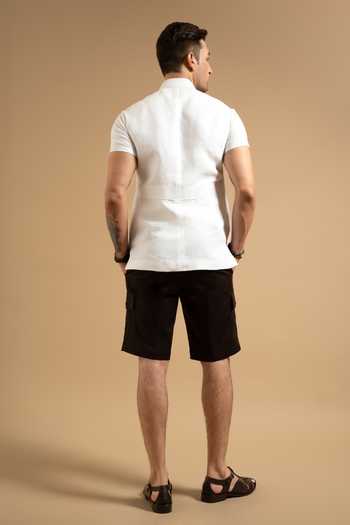 Gargee Designers Linen Patch Pocket Down Vest