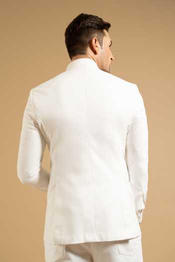 Gargee Designers White Linen Structured Bandhgala 