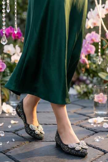 Sole Mates by Palak Black Buterfly Embellished Ballerinas 