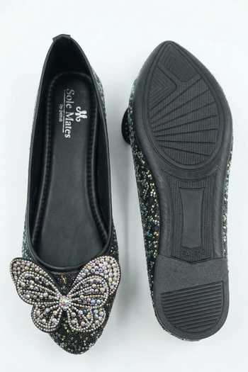 Sole Mates by Palak Black Buterfly Embellished Ballerinas 