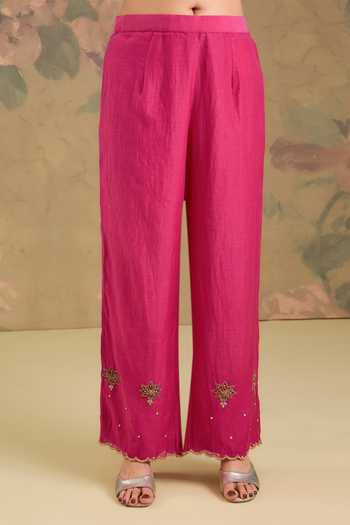Buy Studio A Magenta Chanderi Round Neck Cutdana Embroidered Anarkali Set Online at Aza Fashions Buy_Studio A_Magenta Chanderi Round Neck Cutdana Embroidered Anarkali Set _Online_at_Aza_Fashions