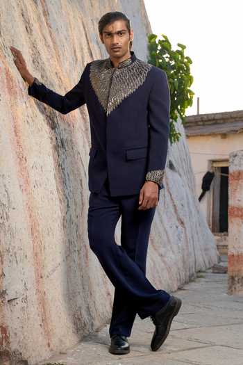 Tira by Naresh Raj Wing Metallic Embroidered Bandhgala With Pant