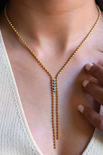 Buy ESME Gold Plated Dropform Necklace Online at Aza Fashions Buy_ESME_Gold Plated Dropform Necklace _Online_at_Aza_Fashions