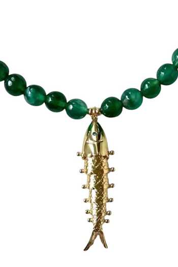 ESME Green Amalfi Fish Pendant Necklace Online at Aza Fashions ESME_Green Amalfi Fish Pendant Necklace _Online_at_Aza_Fashions