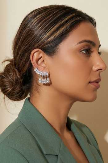 Shop ESME White Celeste Crystal Embellished Ear Cuff Online at Aza Fashions Shop_ESME_White Celeste Crystal Embellished Ear Cuff _Online_at_Aza_Fashions