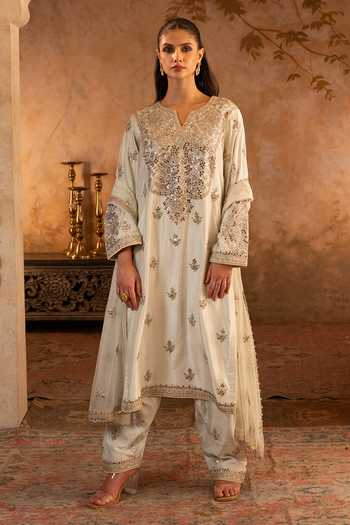 ANGAD SINGH Pistachio Green Silk Kurta Set