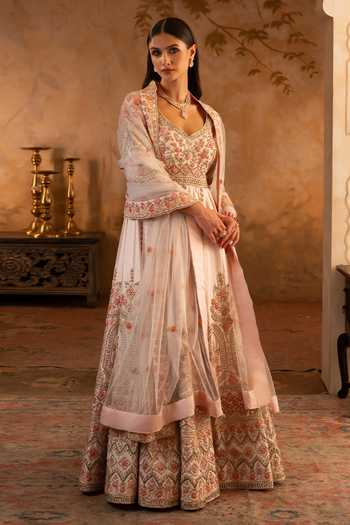 ANGAD SINGH Raw Silk Anarkali With Dupatta