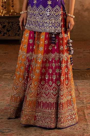 Buy ANGAD SINGH Purple Silk, Net Halter Neck Embroidered Kurta Sharara Set Buy_ANGAD SINGH_Purple Silk, Net Halter Neck Embroidered Kurta Sharara Set