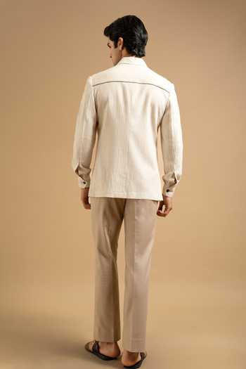 Gargee Designers Ivory Textured Waffle Weave Shacket