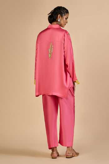 Gulabo By Abu Sandeep Chanderi Embroidered Shirt