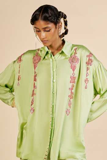 Gulabo By Abu Sandeep Embroidered Chanderi Shirt