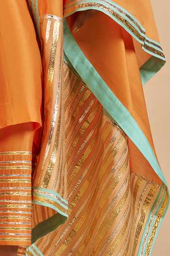 Gulabo By Abu Sandeep Orange Chanderi Color Block Dupatta Online at Aza Fashions Gulabo By Abu Sandeep_Orange Chanderi Color Block Dupatta _Online_at_Aza_Fashions