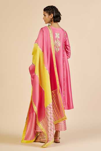 Gulabo By Abu Sandeep Color Block Embroidered Dupatta 