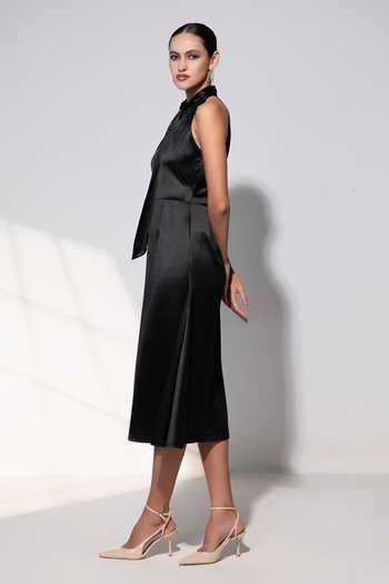 Buy Raison D'Etre Atelier Black Satin Halter Neck Valentina Dress Online at Aza Fashions Buy_Raison D'Etre Atelier_Black Satin Halter Neck Valentina Dress _Online_at_Aza_Fashions