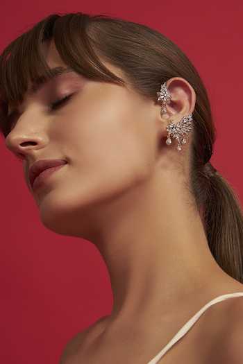 Modarta Silver Plated Crystals Cuffs Earrings Online at Aza Fashions Modarta_Silver Plated Crystals Cuffs Earrings _Online_at_Aza_Fashions