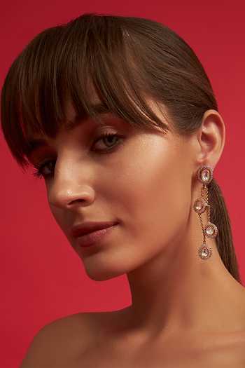 Modarta Polki Drop Chain Brass Earrings 