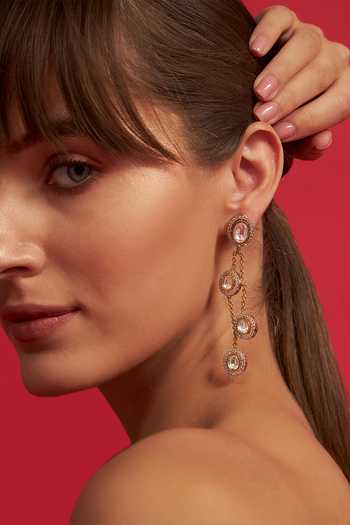 Buy Modarta Silver Plated Polki Drop Chain Brass Earrings Online at Aza Fashions Buy_Modarta_Silver Plated Polki Drop Chain Brass Earrings _Online_at_Aza_Fashions