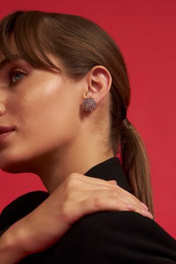 Modarta Silver Plated Geometric Web Pattern Stud Earrings Online at Aza Fashions Modarta_Silver Plated Geometric Web Pattern Stud Earrings _Online_at_Aza_Fashions