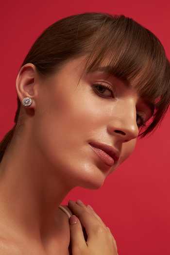 Modarta Solitaire Stone Embellished Stud Earrings 