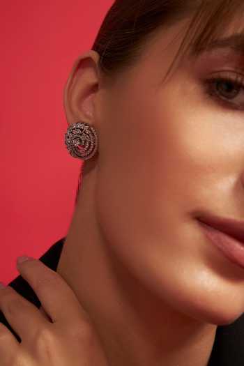 Modarta Silver Plated Floral Spiral Brass Stud Earrings Online at Aza Fashions Modarta_Silver Plated Floral Spiral Brass Stud Earrings _Online_at_Aza_Fashions