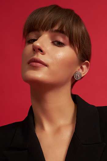 Modarta Floral Spiral Brass Stud Earrings 