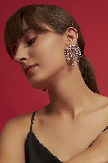 Modarta Spiral Solitaire Crystal Earrings 