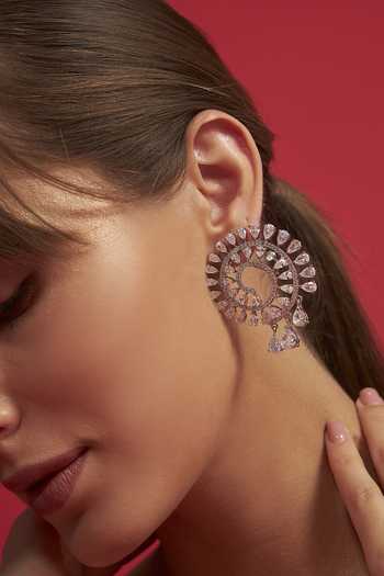 Modarta Silver Plated Spiral Solitaire Crystal Earrings Online at Aza Fashions Modarta_Silver Plated Spiral Solitaire Crystal Earrings _Online_at_Aza_Fashions