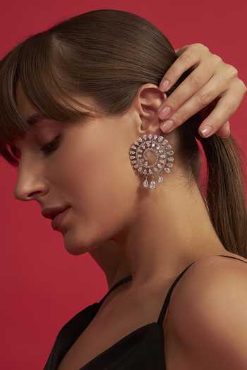 Modarta Spiral Solitaire Crystal Earrings 