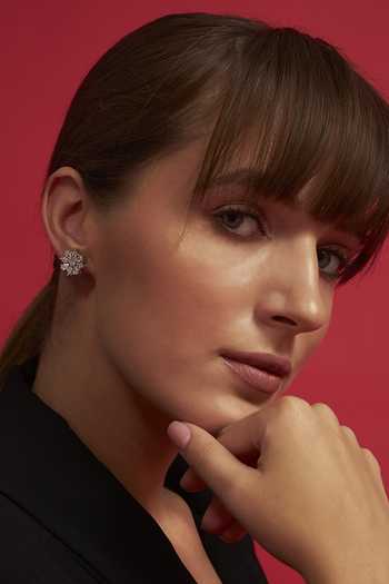 Modarta Silver Plated Flower Crystal Earrings Online at Aza Fashions Modarta_Silver Plated Flower Crystal Earrings _Online_at_Aza_Fashions