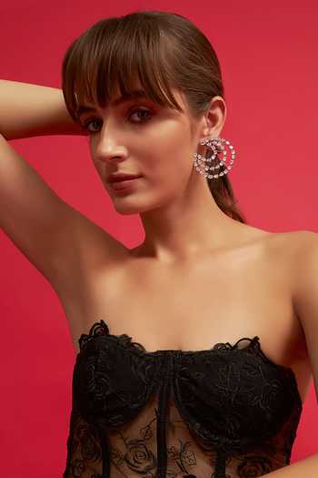 Modarta Spiral Crystal Solitaire Earrings 