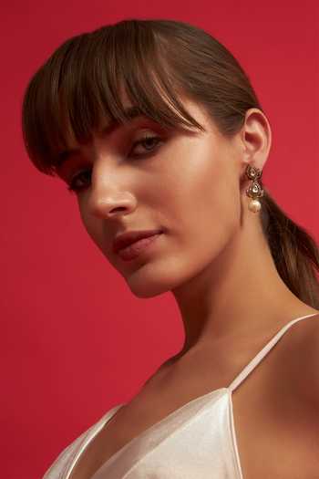 Modarta Polki Floral Pearl Earrings 