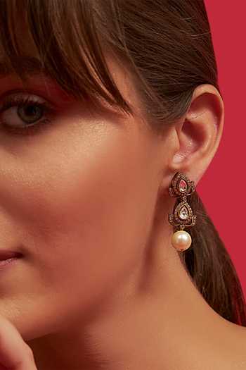 Buy Modarta Multi Color Polki Floral Pearl Earrings Online at Aza Fashions Buy_Modarta_Multi Color Polki Floral Pearl Earrings _Online_at_Aza_Fashions