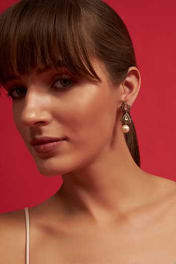 Modarta Polki Floral Pearl Earrings 