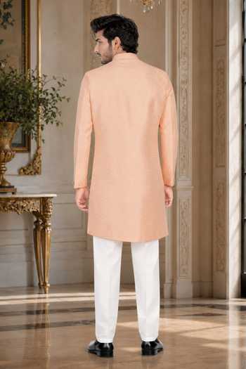 Jhambthreads Self Design Brocade Sherwani & Pant Set
