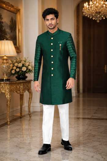 Jhambthreads Silk Sherwani & Pant Set 