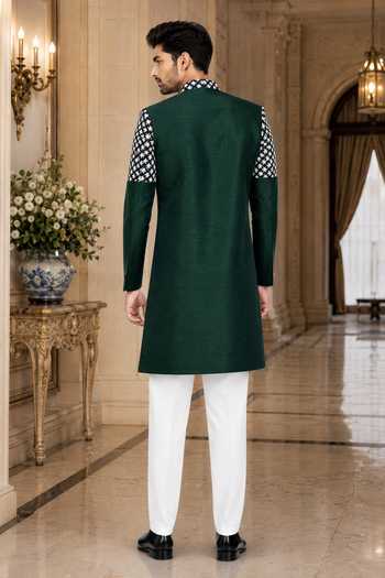 Jhambthreads Silk Sherwani & Polo Pant Set 