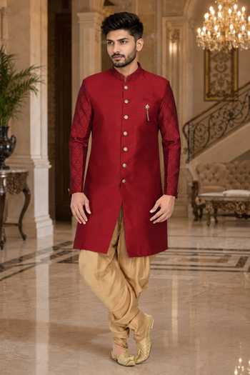 Jhambthreads Silk Sherwani & Peshawari Pant Set 