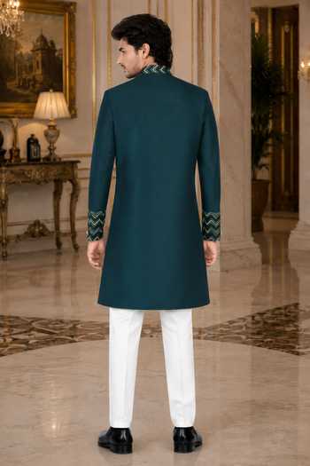 Jhambthreads Chevron Pattern Sherwani & Pant Set 