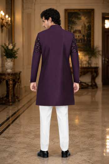 Jhambthreads Embroidered Sherwani & Polo Pant Set 