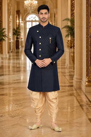 Jhambthreads Embroidered Sherwani & Peshawari Pant Set 