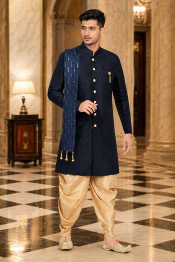 Jhambthreads Silk Sherwani & Peshawari Pant Set 