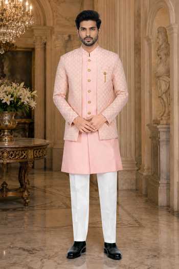 Jhambthreads Panelled Sherwani Jacket & Pant Set 
